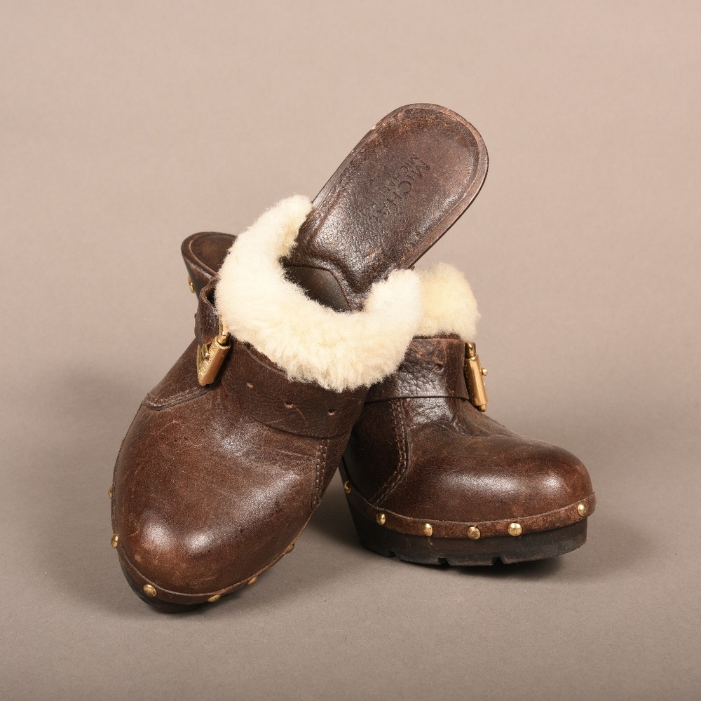 Michael Kors Brown Leather & Faux Fur Heels